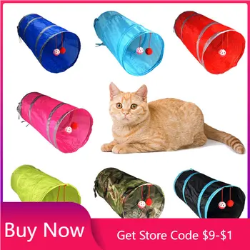 Pet Cat Tunnel Toy Funny Pet 2 Holes Play Tubes Balls Collapsible Crinkle Kitten Toys Puppy Ferrets Rabbit Play Dog Tunnel Tubes