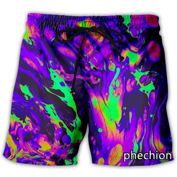 phechion Нови мъже / жени психеделично изкуство 3D отпечатани ежедневни шорти мода улично облекло мъже хлабав спортни шорти A109