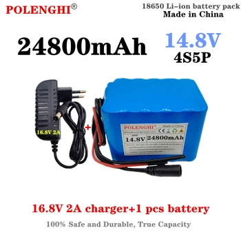 POLENGHI Издръжлив истински капацитет 14.8V 24.8Ah 18650 Литиево-йонна акумулаторна батерия 12V 24800mAh 16.8V 2A зарядно устройство за батерии