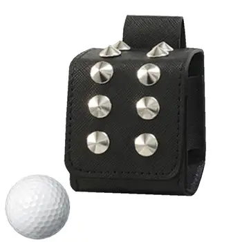 PU мини голф топка чанта голф топка съхранение торбички PU кожа нитове голф топка съхранение джоб защитно покритие голф спорт аксесоар