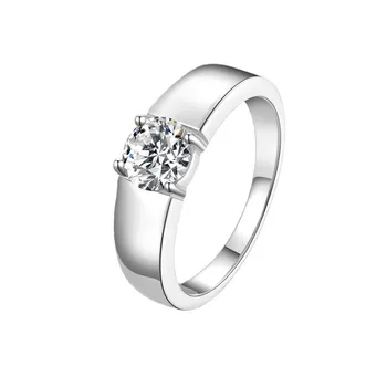 QIANJINYI Lefei Fashion Luxury Trend Класически творчески дизайн Moissanite Прост гладък кръгъл пръстен за мъже 925 Сребърен подарък за бижута
