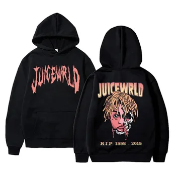 Rapper Juice Wrld Print Hoodie Мъже Жени Висококачествена мода Извънгабаритни пуловери Есен Зима Улица Trend Хип-хоп суичъри