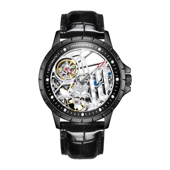 Relogio Masculino HANBORO Механичен скелетен часовник за мъже Марка Луксозен автоматичен ръчен часовник 50M водоустойчив 2024 Reloj Hombre