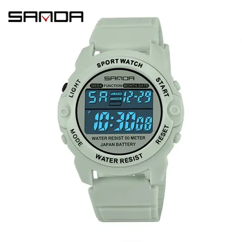 SANDA 6003 Спортни дамски часовници Мода Ежедневни водоустойчиви LED цифрови часовници Женски ръчни часовници за жени Часовник Relogio Feminino
