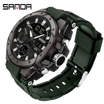 SANDA Топ марка спортни мъжки часовници Военен кварцов часовник Man LED цифров водоустойчив ръчен часовник за мъже Часовник relogios masculino