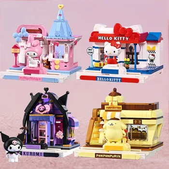 Sanrio Kuromi Cinnamoroll Mymelody Аниме градивни блокове тухли Kt котка истински монтаж действие фигури модел комплект играчки деца подарък