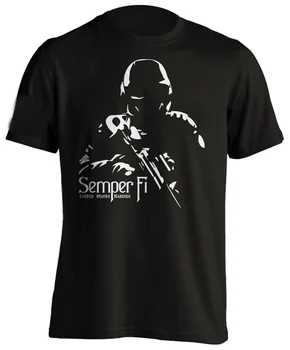 Semper Fi - Тениска на морската пехота на САЩ 100% памук O-образно деколте лятна къс ръкав Casual мъжка тениска размер S-3XL