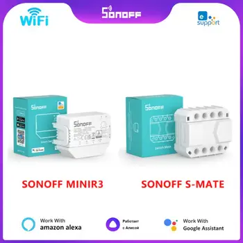 SONOFF 16A MINI R3 Wifi Bluetooth интелигентен превключвател без неутрален проводник със S-MATE превключвател Mate дистанционно управление работа за Alexa Google Home
