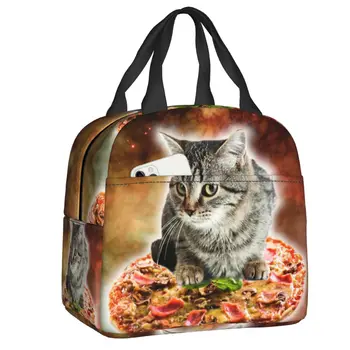 Space Cat езда пица обяд кутия термичен охладител храна изолирани обяд чанта за жени училище работа пикник преносим голяма пазарска чанта