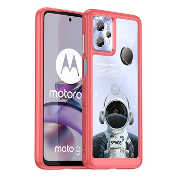 Spaceman стил Clear твърд акрилен телефон корпус за Motorola Moto G23 G13 4G удароустойчив заден капак