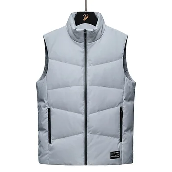 Street Trendy Men's Down Vests Coat Winter Outdoor Warm Men Casual Down Vest Fashion Solid Color Stand Collar Waistcoat Male New