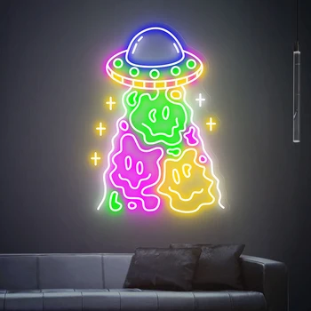 UFO Simle Neon Light Creative Home Bedroom Wall Decor Neon Bar Sign Game Room Decoration Custom Led Lights Персонализирани подаръци