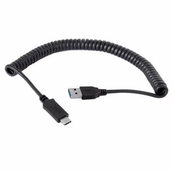 USB 3.1 Тип C USB-C кабел USB 3.0 A Мъжки данни Stretch зареден кабел за таблет Мобилен телефон Лаптоп твърд диск 100cm черен