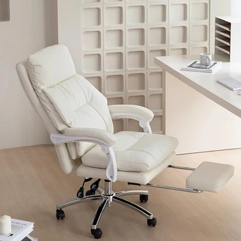 Vanity Recliner Office Chair Rolling Leather Cushion Stools Office Chair Swivel White Cadeira para Escritorio Furniture Bedroom
