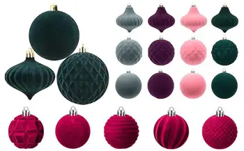 Velvet Christmas Ball Ornaments 25Pcs Christmas Tree Ornaments Red Balls Star Pendants for Festive Decoration Accessoriess