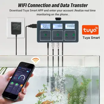 WiFi Tuya Smart PH Meter Data Logger Temp TDS Salinity S.G. EC ORP Анализатор на монитори за тестер за вода за аквариуми Хидропоника на басейни