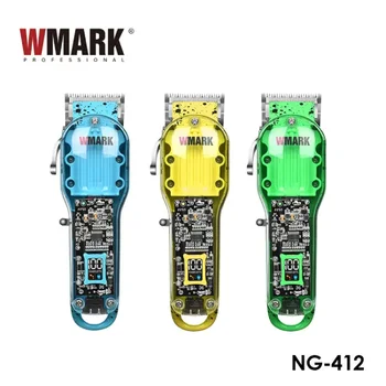 WMARK NG-412 LCD машина за подстригване на коса Професионална мъжка машина за рязане на коса TransparentBody безжичен USB зареждане Бръснарници