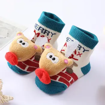 Xmas подови чорапи 1 чифт мода очарователни външен вид дишаща износоустойчиви прекрасни коледни бебешки чорапи за деца