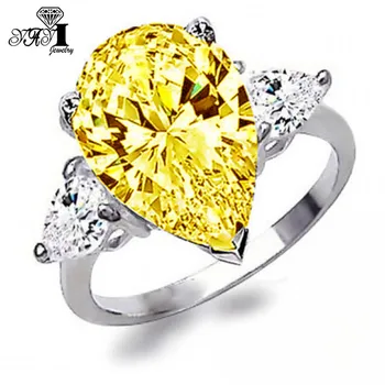 YaYI Бижута Бохемия Естествени жълти топаз скъпоценни камъни Циркон сребърен цвят Годежен Сватбени любовници Скъпоценни пръстени