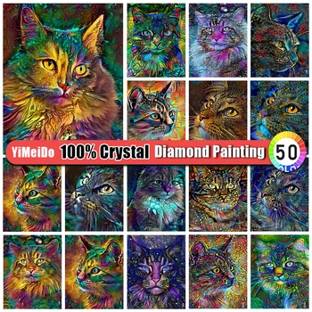 YiMeiDo цип чанта колоритен животно 100% кръг кристал диамант живопис звездна котка изкуство диамант бродерия фото мозайка дома декор