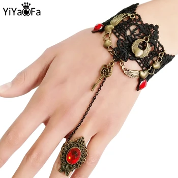 YiYaoFa ръчно изработен подарък реколта черна дантела гривна за жени аксесоари готически бижута чар гривна сватбени бижута LB-66