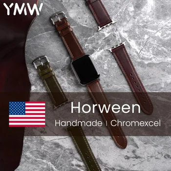YMW Horween Chromexcel каишка за Apple Watch Band 45mm 44mm 41mm 49mm Ръчно изработена лента за естествена кожа за iWatch Ultar 8 7 6