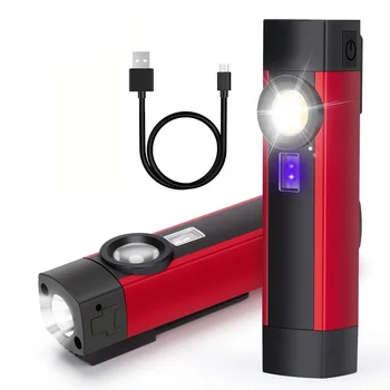 ZK40COB XPE LED фенерче Къмпинг USB презареждащо се фенерче Преносима UV факелна светлина 4 режима Осветление Работна светлина с магнит