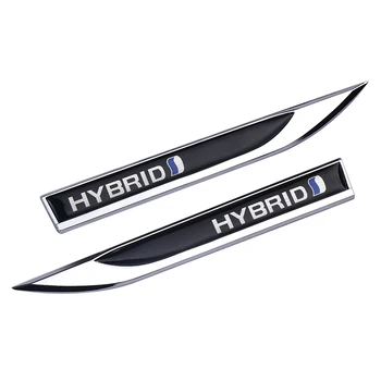 Автомобилен стайлинг 2Pcs 3D метал HYBRID значка емблема Auto тялото страна калник декор стикер Decal за Toyota RAV4 C-HR Prius Yaris Camry