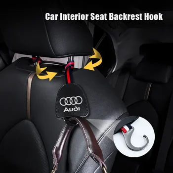Автомобилно лого Облегалка на седалката Кожен материал Скрита кука за съхранение на артикули за Audi A3 A4 A5 A6 A7 S4 S5 S6 TT RS3 RS5 Q3 Q5 Аксесоари