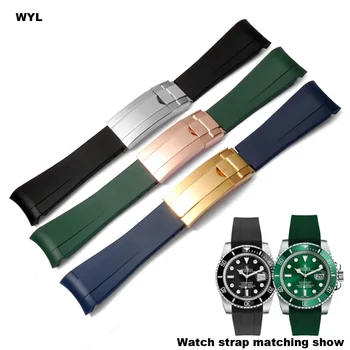 Аксесоари за часовници За гумена каишка за часовник Rolex мъжки Ditongna Green Water Ghost Diver зелена силиконова лента за часовник 20/21mm