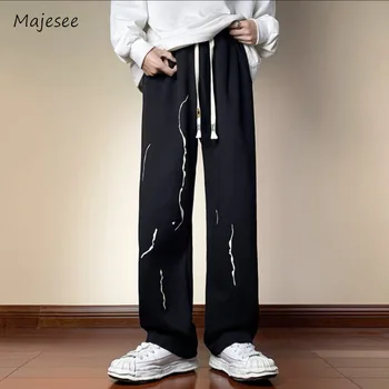 асиметрични панталони мъже модерен висока улица вертикална японски стил печат направо извънгабаритни M-5XL пролет есен мъжки красив Daily