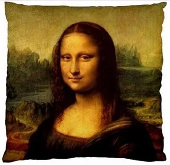 Безплатна доставка Живопис с маслени бои стил Мона Лиза усмивка луксозен печат потребителски с цип квадратни калъфки хвърлят възглавница покритие