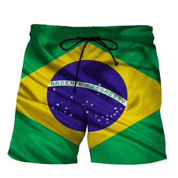 Бразилия флаг 3d печат летни плажни шорти мъже случайни мода ваканция спортни къси панталони гореща продажба бързо сухи шорти облекло