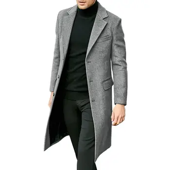 Британски стил палто британски стил дълго палто за мъже топло стилен вечен Връхни дрехи Палто с дължина до коляното