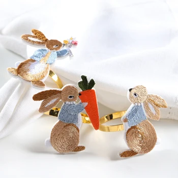 Великденски заек салфетка пръстени притежателя лек иновативен парти полза пролет Великден празник декор за дома трапезария декорация