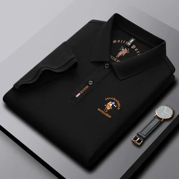 Висок клас марка бродирана поло риза мъжка памучна тениска с къс ръкав 2023 лятна нова мода Пол риза случайни мъжки облекла