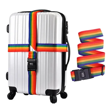 Високо качество дъга цвят пътуване багаж каишка с комбинация заключване регулируеми куфар опаковане колан чужбина обвързващи ремъци