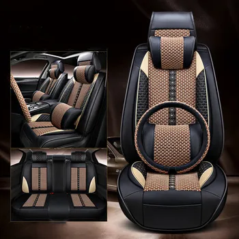 Високо качество! Пълен комплект калъфи за столчета за кола + капак на волана за Mercedes Ben GLB 2023-2020 5 места дишаща еко седалка възглавница