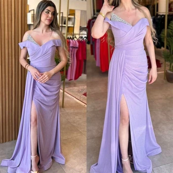 Висококачествена обвивка извън рамото Celebrity Cocktail Sequin Fold Draped Satin Prom Dresses коктейлни рокли за жени