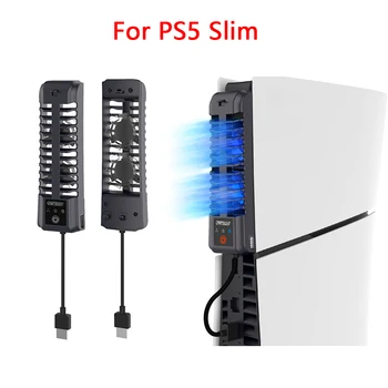 Високоскоростен охлаждащ вентилатор за PS5 Slim конзола UHD / DE универсален със син светлинен ефект заден радиатор за PS5slim хост