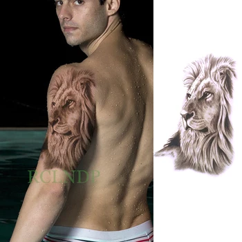 водоустойчив временен стикер за татуировка Lion Fake Tatto Flash Tatoo Back Leg Arm chest foot Голям размер боди арт за жени Мъже момиче
