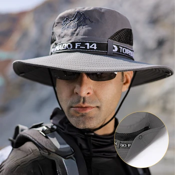Възрастен Външна шапка Лятна слънцезащита UV защита Мъжка рибарска шапка Риболовна шапка Водоустойчива бърза суха шапка Дишаща капачка