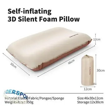 Външна автоматична надуваема възглавница от пяна 3D безшумна възглавница с висока устойчивост на пяна, пълна с къмпинг възглавница за спане