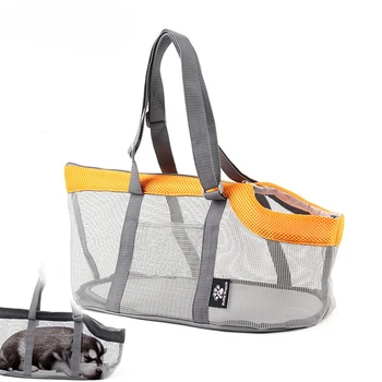 Външна чанта за домашни любимци Панорамна дишаща преносима чанта за рамо за котки и кучета Лятна удобна и издръжлива малка храна за домашни любимци