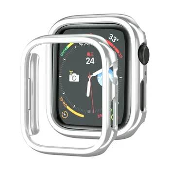Галванично PC Edge Case за Apple Watch лента 44 мм 40мм 41мм 45мм Кух капак за протектор на екрана iWatch серия9 8 7 6 se