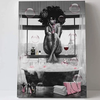 глем мода черно момиче DIY диамант живопис нов 2023 кръстат бод комплекти вана сив розов бродерия картина за баня декор