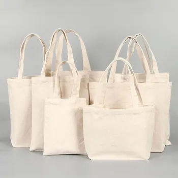 Голям капацитет платно пазарски чанти сгъваеми екологични памучни пазарски чанти за многократна употреба DIY рамо чанта хранителни стоки чанта бежово бяло