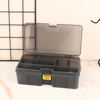 Двуслойна кутия за примамки Риболовни аксесоари Регулируема пластмасова риболовна кутия Фалшива кука за стръв Кутии за съхранение на инструменти Риболовни съоръжения
