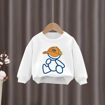 Детска есенна и зимна тениска с дълъг ръкав в чуждестранен стил 2023 нови момчета и момичета бебешки дрехи на детско кло