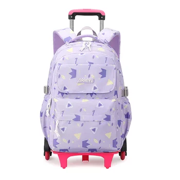 Детска ученическа раница комплект с колела Ученически чанти за момичета Количка чанта Сладка ученическа чанта Rolling Wheeled раница Child Girl